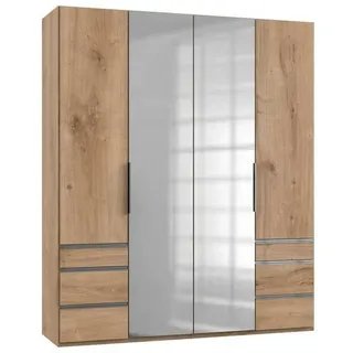Level 200 x 236 x 58 cm Plankeneiche Nachbildung mit Spiegeltüren und Schubladen