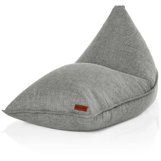 Green Bean Sitzsack Triangle 150x100x100cm mit 220 Liter EPS-Perlen Füllung - Kuschelig Weich Waschbar - Drinnen Stoff Bodenkissen Liegekissen Sitzkissen - Grau