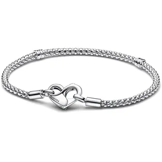 Pandora Armband mit Infinity Herzverschluss aus Sterlingsilber in der Farbe Silber, 925 Nietenkette, 20 cm