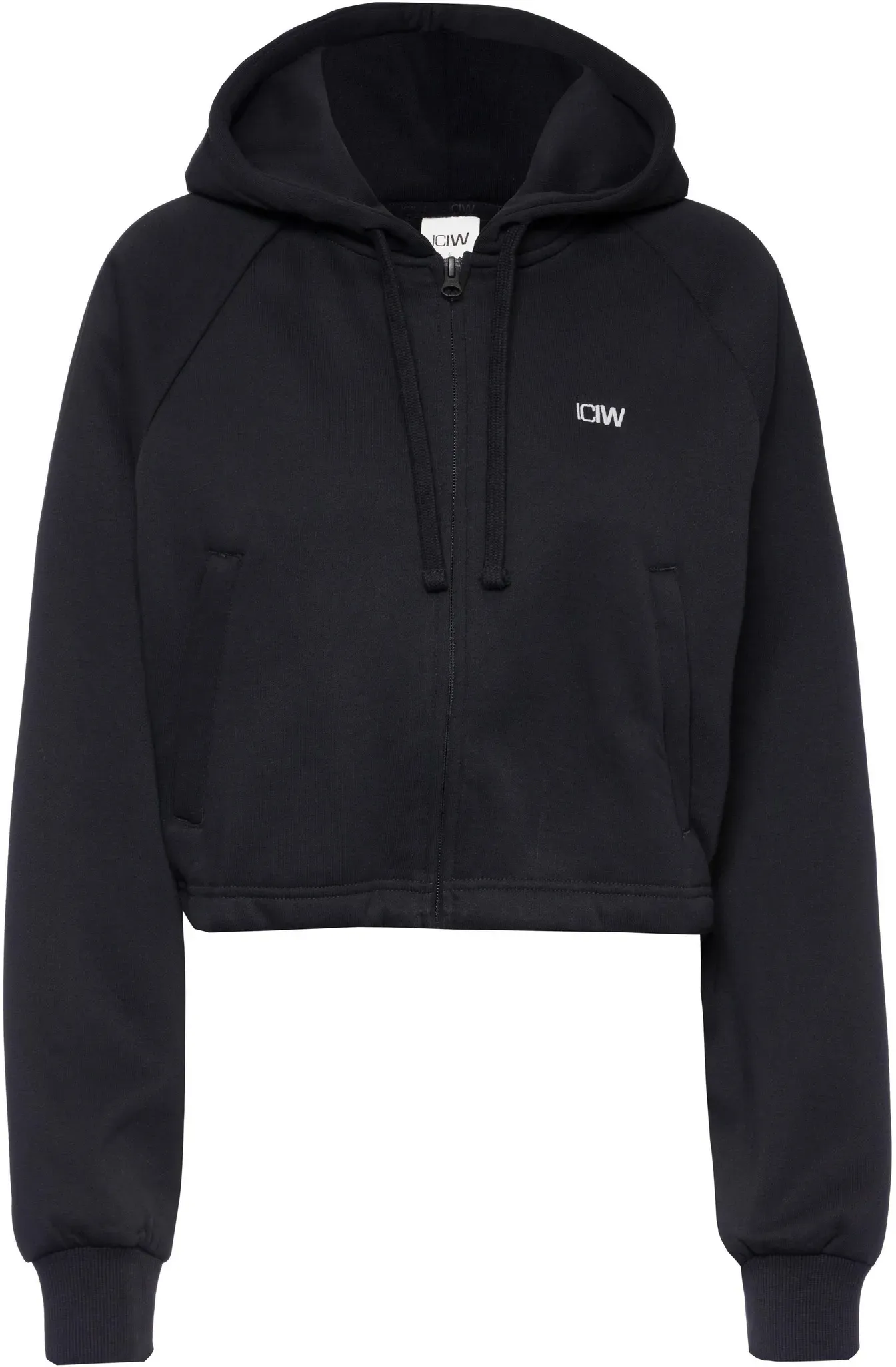 ICANIWILL Everyday Cropped Sweatjacke Damen in black, Größe XL - schwarz