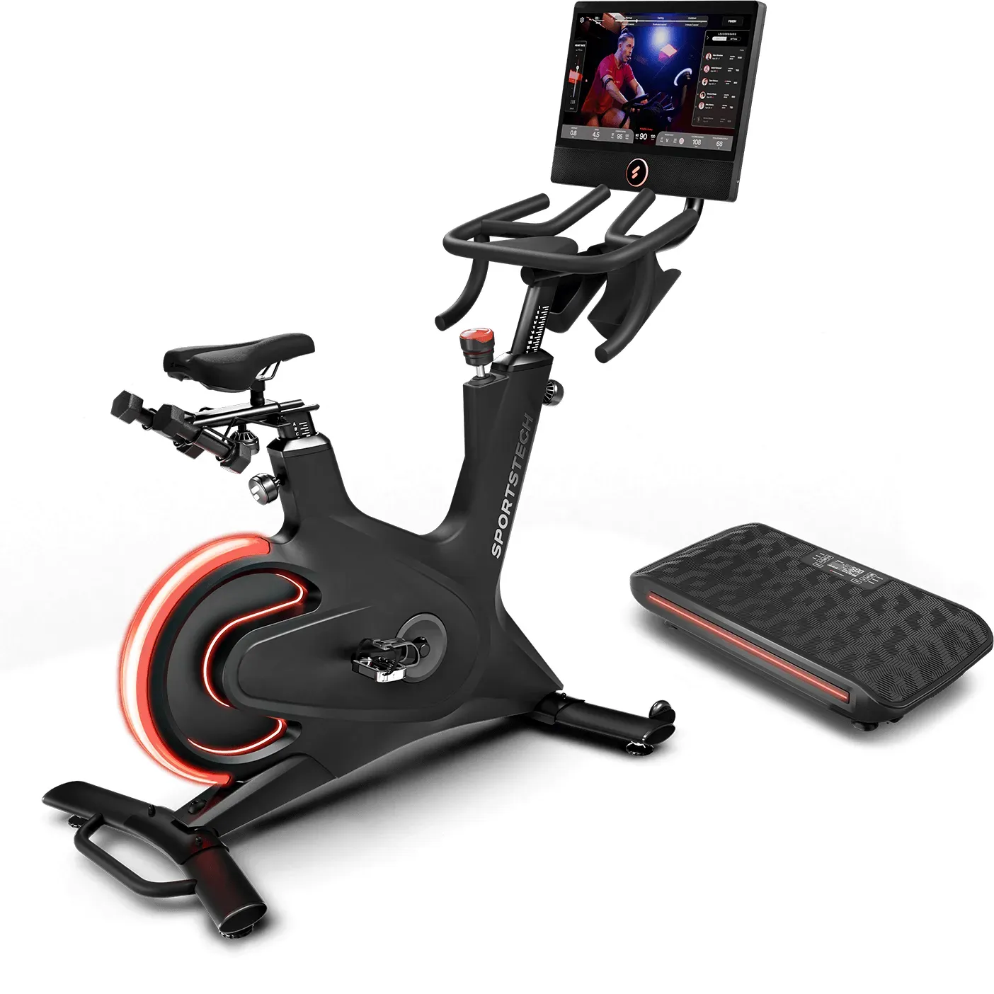 Sportstech Bundle sVibe + sBike, Vibrationsplatte & Speedbike mit 21,5" Display, LED & App‐Kompatibel für Home Gym