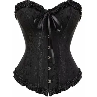 Josamogre Corset Bustier Korsett Damen Top Corsage Vollbrust Frauen Satin Halloween Schwarz 7XL - 7XL