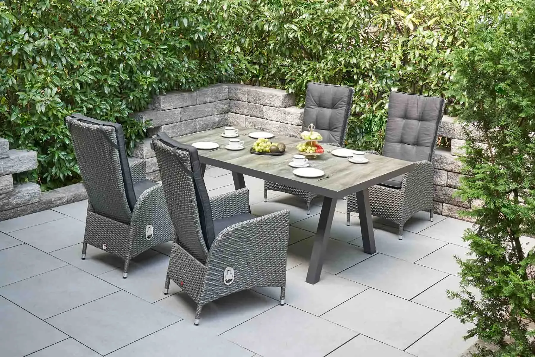 LC Garden Keramo/Barcelona Gartenmöbel-Set 5tlg. - Grau-Mix