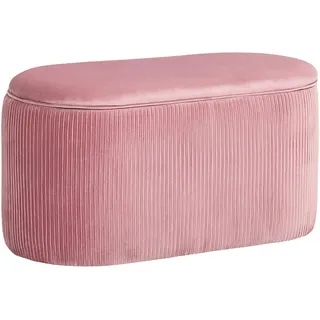 Homcom Sitzbank Polsterbank mit Stauraum Truhenbank für Wohnzimmer französische Stil Samt elegant Rosa 81 x 40 x 41 cm