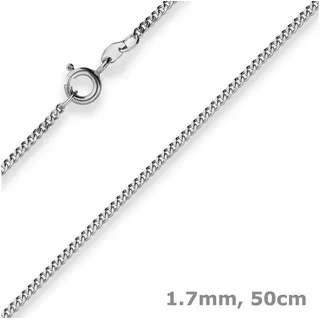 Schmuck Krone Goldkette 1,7mm Panzerkette aus 375 Weißgold 50cm, Gold 375 silberfarben