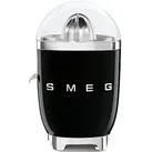 Smeg, CJF11BLEU Elektrische Zitruspresse mit tropffreiem Auslauf und Universal-Kegel, rutschfeste Füße, Edelstahlfilter und Presskegel, 70 W, Schwarz