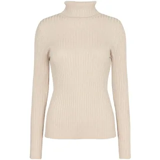 Rollkragenpullover SOYACONCEPT "SC-DOLLIE 483", Damen, Gr. XL, beige (91620 cream melange), Rippstrick, Obermaterial: 75% Viskose, 25% Nylon, meliert, unifarben, figurbetont hüftlang, Rundhals, Pullover