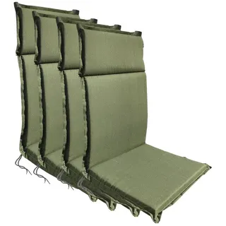 Buri 4X Gartenstuhlauflage 118x47 4,5cm stark in Grün für Hochlehner - Hochlehner Polster Auflage, Sitzpolster & Sitzkissen für Hochlehner Gartenmöbel