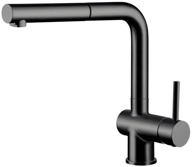 Aqua Cucina Küchenarmatur Lago S mit herausziehbarem Auslauf, Schwarz (matt) mit Branding 45001-S