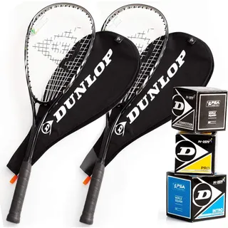 Dunlop Biotec Lite Ti SVR Squash Rackets Set, 2 Rackets with Covers and 3 Squash Balls