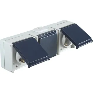 Opus Wireless OPUS® AQUA Schutzkontakt-Steckdose 3-fach, waagerecht Farbe hellgrau/stahlblau