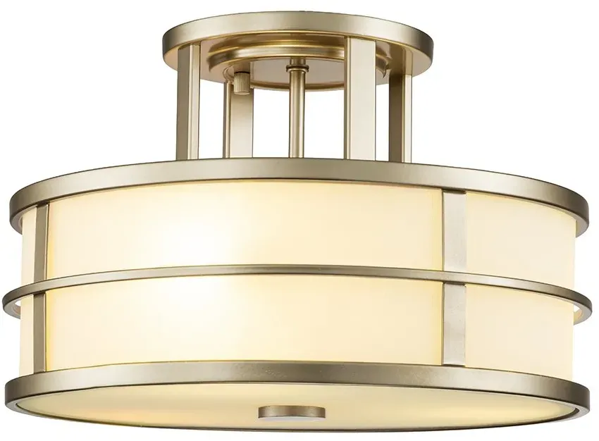 Elstead Lighting Fusion Semi-Flush Deckenleuchte 3-flammig in Naturmessing