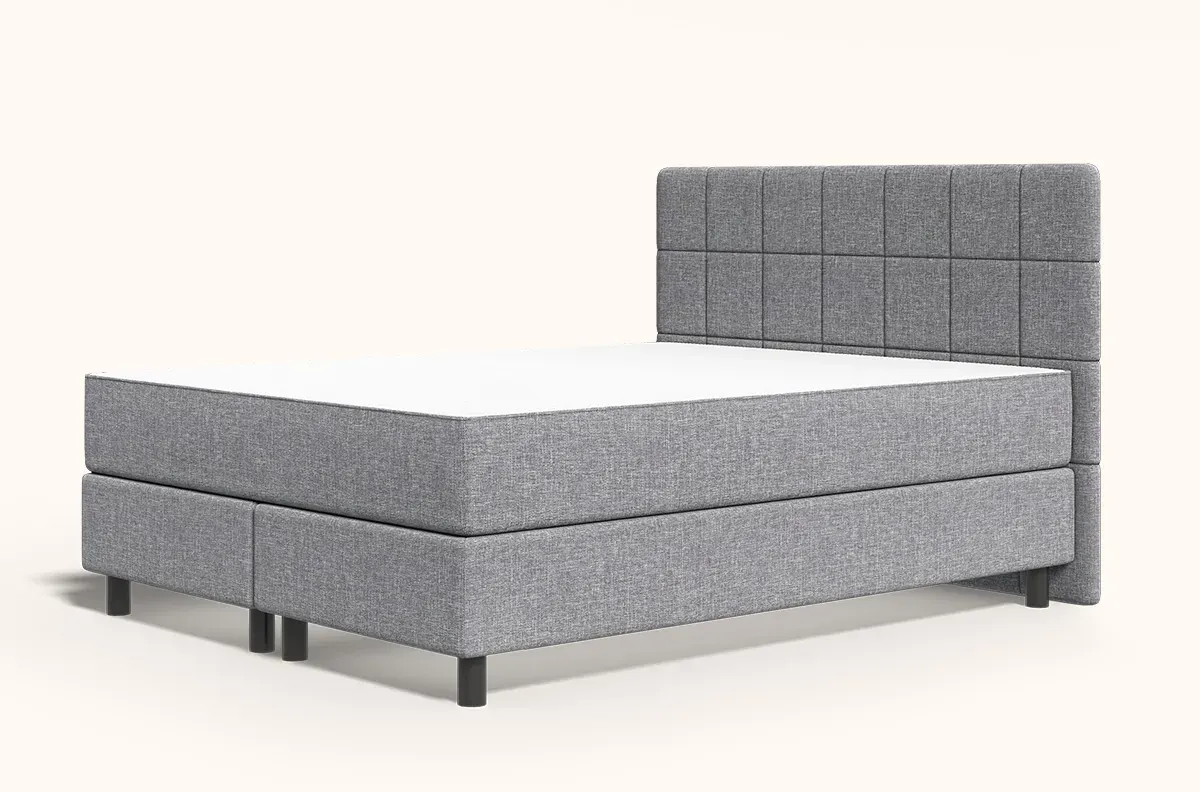 Emma Original Boxspringbett Komfort 180x200cm - dunkelgrau - Füße Schwarz - Kopfteil gesteppt