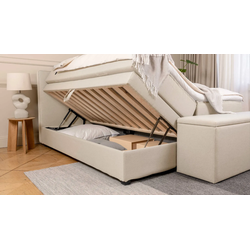 BRUNO Boxspringbett Premium mit Bettkasten 160x200cm in Hellgrau | Matratzen-Härtegrad: Links H2 / Rechts H2 | extra viel Stauraum & individuell konfi