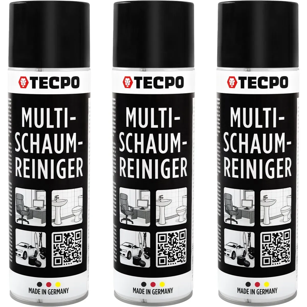TECPO Multi-Schaumreiniger, 3x 500 ml Aktivschaum für Polster,...