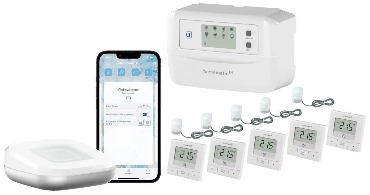 HOMEMATIC IP Starterset Fußbodenheizung für 5 Räume