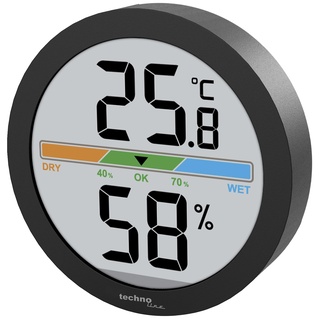 Technoline techno line WS9418 Mini Thermo-Hygrometer, Raumklimastation mit Temperatur, Luftfeuchte und farbige Raumkomfortanzeige, 6cm