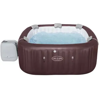 BESTWAY LAY-Z-SPA® Energiespar-Whirlpool Maldives HydroJet ProTM mit App-Steuerung, für 7 Personen 201 x 201 x 80 cm, Mahagoni - Bunt