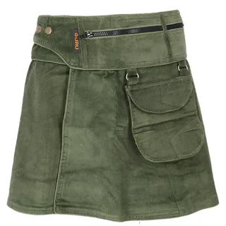 Guru-Shop Minirock Wickelrock, Cord Minirock - olivgrün alternative Bekleidung grün L/XL