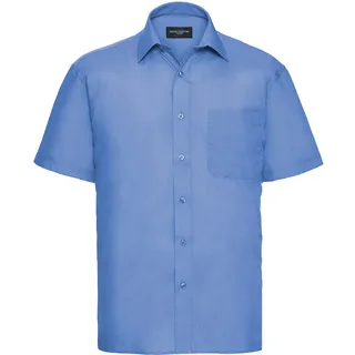 Russell Collection Klassisches Baumwollmischgewebe Popeline Hemd – Kurzarm, corporate blue, 4XL
