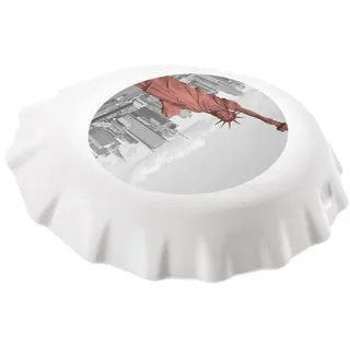 Koziol 3770525 Plopp New York Flaschenöffner mit Druck, Thermoplastischer Kunststoff, weiß, 8.5 x 7.7 x 2.4 cm