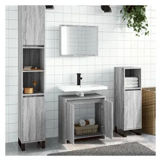 vidaXL Badmöbel-Set Grau Sonoma 2-tlg. Holzwerkstoff