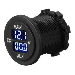 Alamor 12V 24V Aux Main Led Digital Dual Voltmeter Voltage Gauge Battery Monitor Panel-Blau