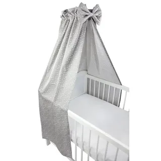TupTam Babybett Himmel mit Schleifchen, Farbe: Sterne Grau 2, Größe: ca. 160x240 cm