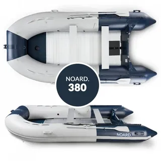 NOARD 3,80 Meter Schlauchboot mit Aluboden Blau/Grau Paddelboot Ruderboot