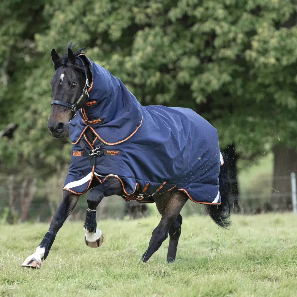 Horseware Rambo Supreme Turnout Lite 50g - Navy/Orange, 110