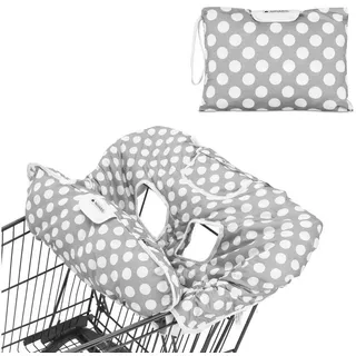 Navaris 2in1 Einkaufswagenschutz und Hochstuhl-Abdeckung - Hygieneschutz Baby Sitzbezug Einkaufswagen - Einkaufswagensitz Schutz Kindersitz Einsatz - grau weiß