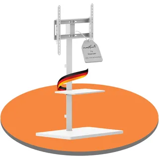PureMounts TV Ständer, Standfuss, Universal Fernsehständer für 32-65 Zoll Samsung, LG, Philips, Panasonic UVM., Max. Vesa 400x400 & 35 kg, weiß