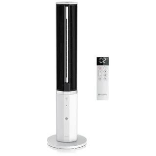 Brandson Luftkühler NTV Sieger 2026 mit Wasserkühlung & Fernbedienung, Turmventilator, Verdunstungskühler, 1,5L Wassertank, DC-Motor, leise, 55 ... - Weiß/Schwarz