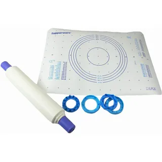 TUPPERWARE Backen Profi-Teigrolle blau Back'n'Roll+Teigunterlage Fix&Fertig