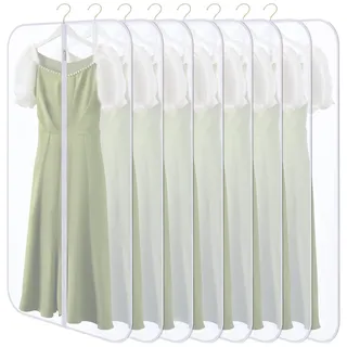 GoMaihe Kleidersack | 8 Stück Kleidersäcke 60*140cm,Anzug Aufbewahrung,Kleid Organizer,Transparente Kleiderschutzhülle mit Reißverschluss, Kleiderschutz für Hemden Wintermantel Sakko Abendkleider Etc