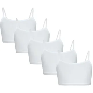 TupTam Mädchen Bustier mit Spaghettiträger 5er Pack, Farbe: Weiß, Größe: 146-152 - 146-152