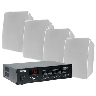 E-Lektron ELA Beschallungsanlage Bundle Mischverstärker & 4 Lautsprecher Weiß