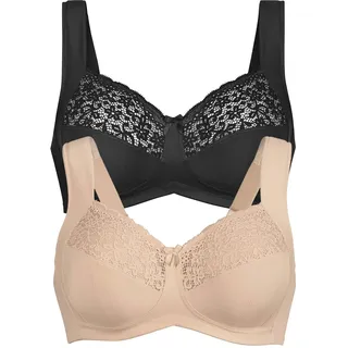 2er Pack Entlastungs BH ohne Bügel Havanna 5813 Gr. 90G in Desert-Schwarz - 90G