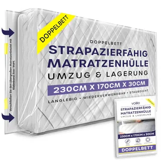 Volila Double Matratzen Schutzhülle 140 x 200 cm - wasserdichte Matratzensack Schutzhülle - Robuste Matratzenhülle für Umzug & Lagerung - Schützt Gegen Schädlingsbefall, Flecken & Staub