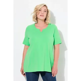 Ulla Popken Damen große Größen Übergrößen Plus Size T-Shirt, A-Linie, Tunika-Ausschnitt, Halbarm mintgrün 58+ 807259438-58+ - 58-60