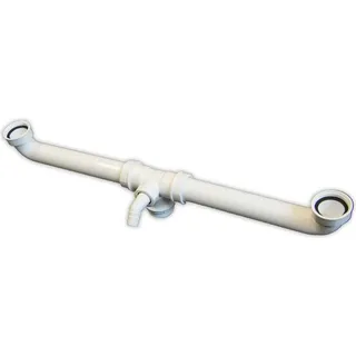 tecuro Ablaufverbindung für Doppel-Spülbecken1 1/2 Zoll Rohr 40 mm, extra lang 570 mm - tecuro