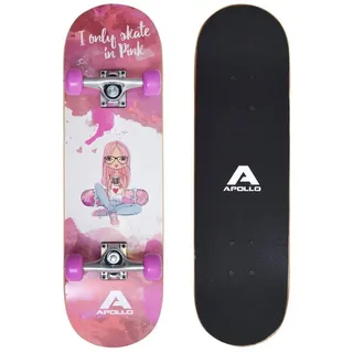 Apollo Skateboard - Skaterprincess rosa|weiß 71 CM