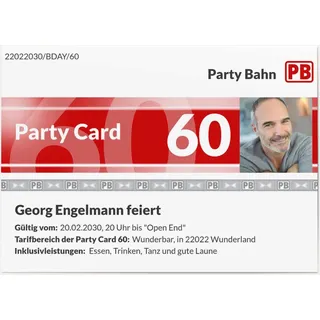 60. Geburtstag Einladungen Weiß online gestalten und bestellen - Party Card 60 | Wunderkarten.de