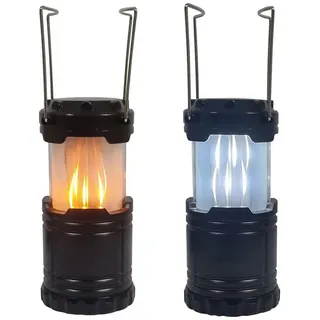 Fachhandel Plus LED Laterne mit realistischem Flammenspiel 2 in1 mit Flammeneffekt Campinglampe mit Henkel