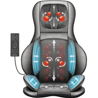 COMFIER Shiatsu Massagesitzauflage mit Knet-, Rollen-, Vibrations- und Luftkompressionsmassage, Massageauflage mit Wärmefunktion, für Nacken-, Schultern-, Rücken- und Oberschenkel