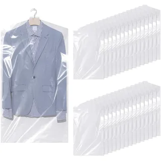 Hejo 30 Stück Kleidersäcke Transparent Kunststoff Kleiderschutzhülle, 60×90cm Waschbare Kleiderhülle, Staubdichter Kleiderschutz, Hängende Kleider Schutzhülle für Anzüge Kleidung (Durchsichtig)
