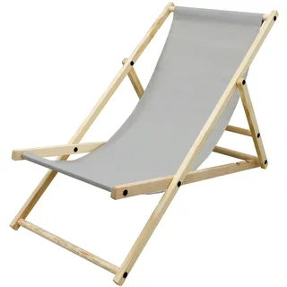 ECD Germany Liegestuhl Strandliege Sonnenliege Gartenliege Klappstuhl Liege Holz Hellgrau