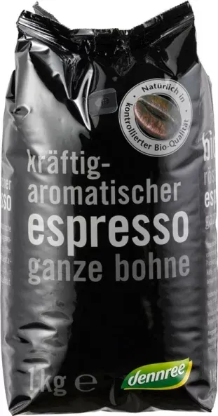 dennree Espresso ganze Bohne bio 1kg
