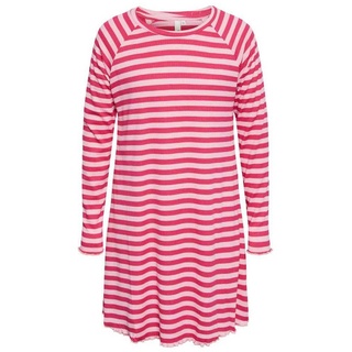Pieces Mädchen Pkdora Ls O-Neck Rib Dress Noos, Beetroot Purple/Stripes:Prism Pink, 122-128