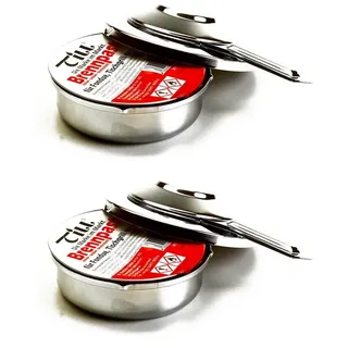 Till Bioethanol 2x Pastenbrenner Spiritusbrenner Rechaud Brenner Fondue Speisewärmer, verchromt mit 2x Ethanol Brennpaste a 80 g silberfarben